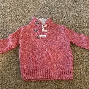 Cat & Jack Cozy Red Knit Button-Accent Little Boys Sweater